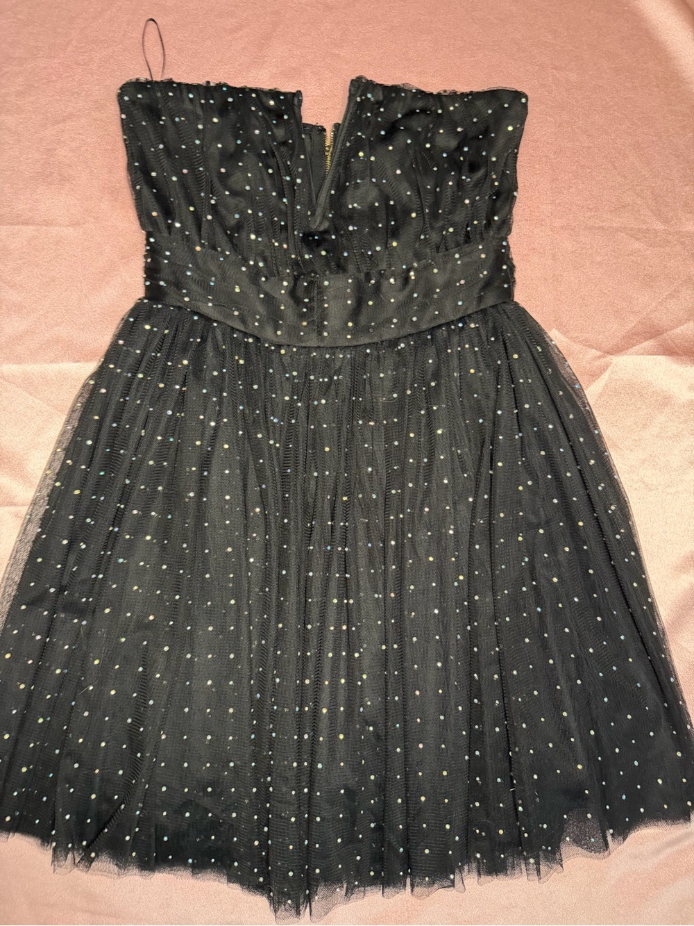 Lilly's Kloset Rhinestone Tulle Strapless Mini Dress Size S NWT